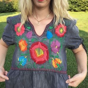 Double D ranch embroidered dress